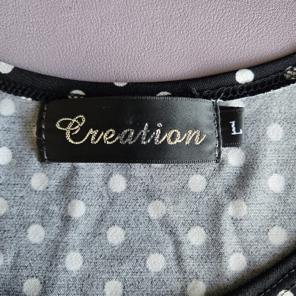 Black and‎ White Polka Dot Skater Dress Women's L Retro Classic Pinup Rockabilly - Picture 8 of 11